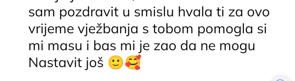 Povratna informacija klijentice o podršci i rezultatima online coachinga
