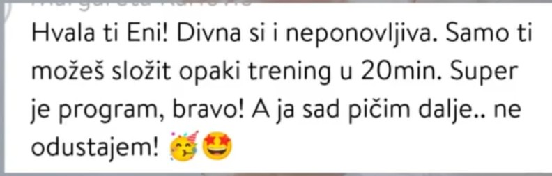 Poruka članice o učinkovitom treningu u dvadeset minuta