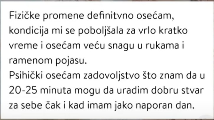Poruka članice o boljoj kondiciji i većoj snazi